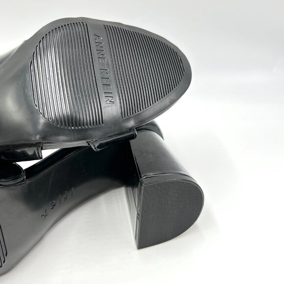 Anne‎ Klein Womens Size 6.5 Black Patent Block Heels Dress Sandals Shoes - Picture 11 of 13
